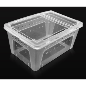 NomoyPet Transparent Reptile Hideout House Reptile Feeding Box for Tortoise Snake Spider Scorpion Gecko Insect (Black)