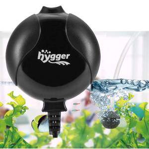 Hygger Quiet Mini Air Pump for Aquarium 1.5 Watt Oxygen Fish Air Pump for 1-15 Gallon Fish Tank with Accessories Black