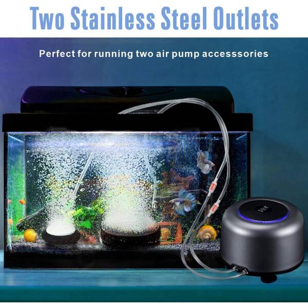 DODOIN Dual Outlet Aquarium Air Pump, Fish Tank Aerator, Quiet Oxygen Pump  with Accessories for 5 - 40 Gallon (2 outlets) 