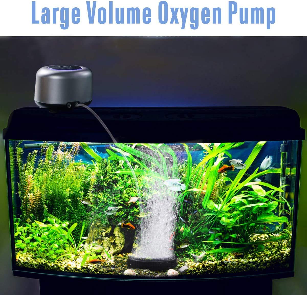 for Up to 300/600 Gallon Fish Tank 2 Air Outlets Oxygen Bubbles Pump High Energy Saving Adjustable Air Flow Ultra Quiet Pump 30dB AQQA Aquarium Air Pump 
