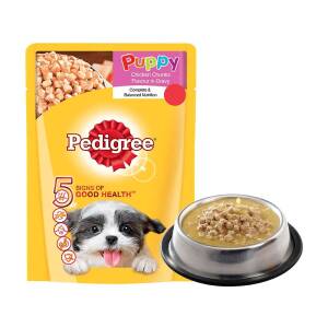 Pedigree Puppy Wet Dog Food, Chicken Chunks in Gravy, 15 Pouches (15 x 80g)