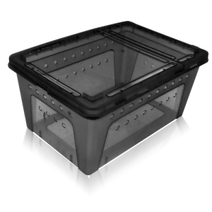 NomoyPet Transparent Reptile Hideout House Reptile Feeding Box for Tortoise Snake Spider Scorpion Gecko Insect (Black)