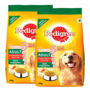 Pedigree Adult Dry Dog Food,100% Vegetarian, 1.2kg Pack of 2