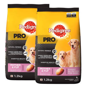 Pedigree PRO Expert Nutrition Lactating/Pregnant Mother and Pup (3-12 Weeks) Dry Dog Food, 1.2kg (Pack of 2)