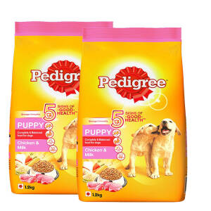 Pedigree Puppy Dry Dog Food, Chicken and Milk, 1.2kg Pack of 2