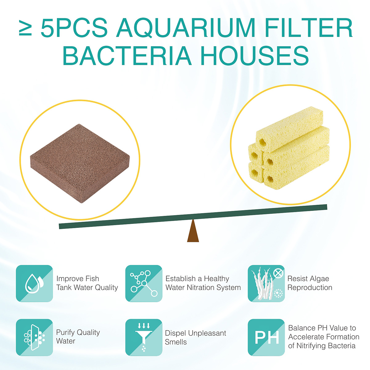 AQQA Aquarium Ceramic Filter Media,High Energy Nano Brick for Marine and Freshwater Fish Tank,Rapid Water Purification,Cultivate Beneficial Bacteria,for 5 to 200 Gallon 
