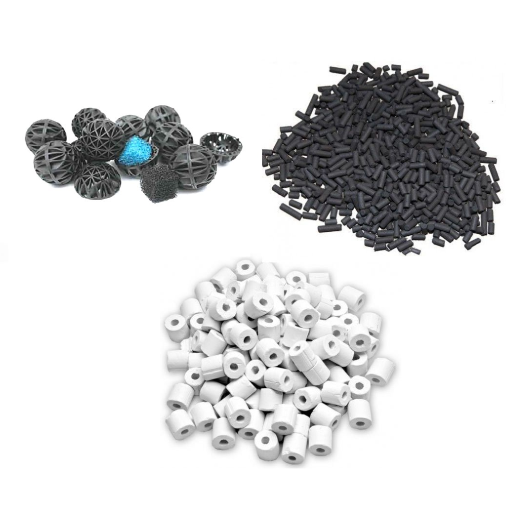 AquaNature Filter Media Combo Activated Carbon+Ceramic Ring+ 46mm Bio Balls With Sponge For