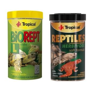 Tropical Tortoise Food Biorept L Sticks + Reptile Herbivore Soft Formula for All Tortoise & Reptiles Stick Food 250ml Each