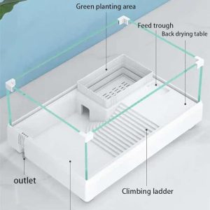 Sunsun XGG Detachable Extra Clear Glass Turtle Habitat Reptile Terrarium with Basking Platform Suitable for Turtles & Small Reptiles by AquaNature