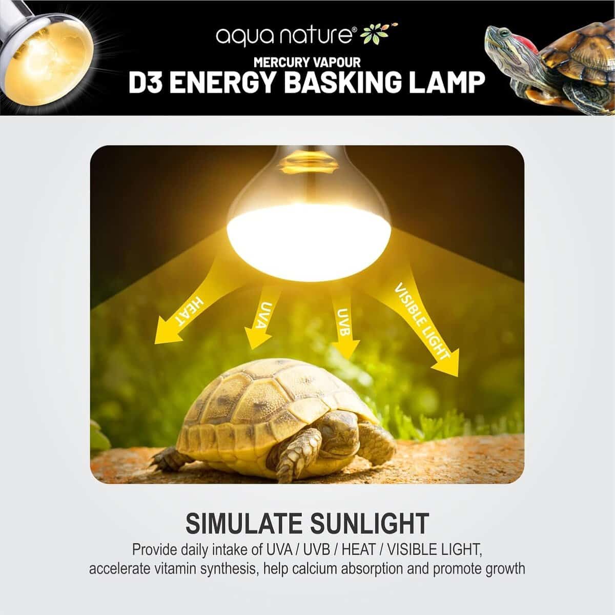 AquaNature Turtle UVB+ UVA 220-240v Halogen Lamp for All