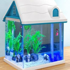 Sunsun Hut Diary Desktop Fish Tank LED Cool Lights and Filter, Desktop Tank Small Fish Tank for All Fish Starter Kit TW-300